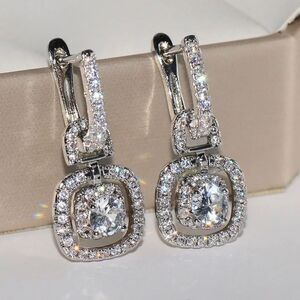 Square Zirconia Dangle Earrings